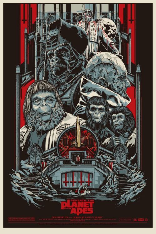 Ken Taylor ilustrações poster cartaz filmes silkscreen Beneath the Planet of the Apes (De Volta ao Planeta dos Macacos)