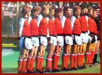 SELECCIÓN DE AUSTRIA. Temporada 1977-78. Kurt Jara, Schachner, Obermayer, Hickersberger, Kreuz, Hansi Krankl, Prohaska, Breitenberger, Pezzey, Koncilia y Sara. SELECCIÓN DE AUSTRIA 2 SELECCIÓN DE ESPAÑA 1 Sábado 03/06/1978, 18:45 horas. XI Copa del Mundo Argentina 1978,1ª fase, grupo III, jornada 1. Buenos Aires, Argentina, estadio José Amalfitani.