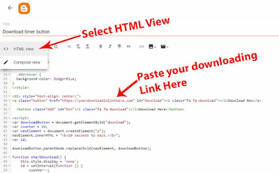 How to Add Download Button with Timer in Blogger
