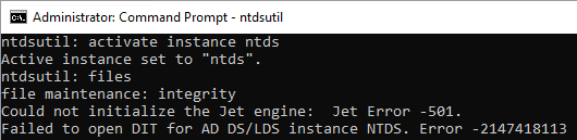 Jet error -501 - 2147418113
