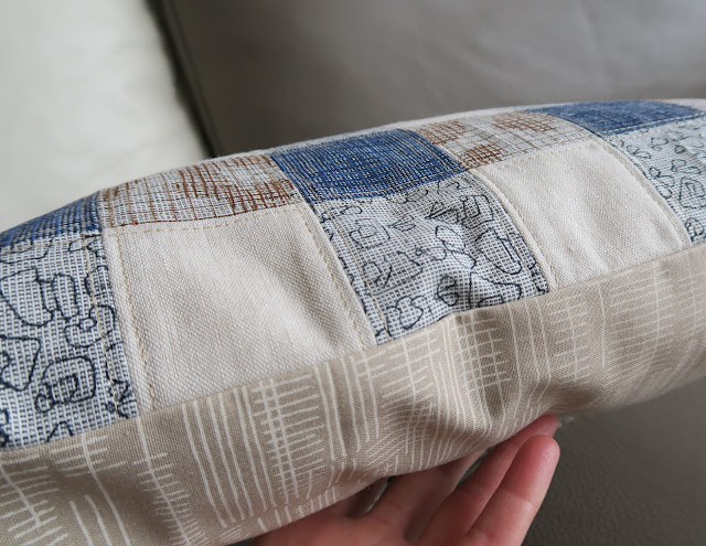 Luna Lovequilt - A Gingham patchwork quilted cushion - Close-up