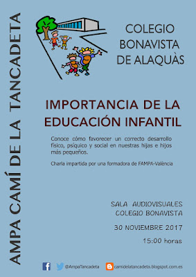 cartel charla importancia de la educación infantil ampa colegio bonavista alaquas