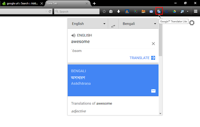 Google translator addons