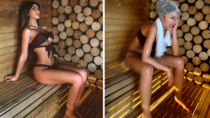The model posted pictures showing the funny reality behind her "perfect" Instagram photos