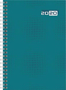 rido/idé 702100704 Buchkalender futura 2 (2 Seiten = 1 Woche, 148 x 208 mm, Grafik-Einband petrol, Kalendarium 2020, Wire-O-Bindung)