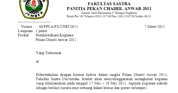 Contoh Surat Dinas Tentang Pemberitahuan