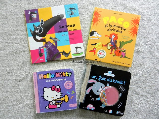 || Sélection de livres sur la musique : Le loup qui voulait être artiste - Paco et la musique africaine - Hello Kitty Les instruments - On fait du bruit