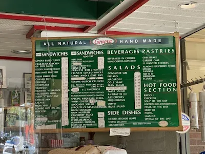 menu board at Genova Delicatessen in Walnut Creek, California