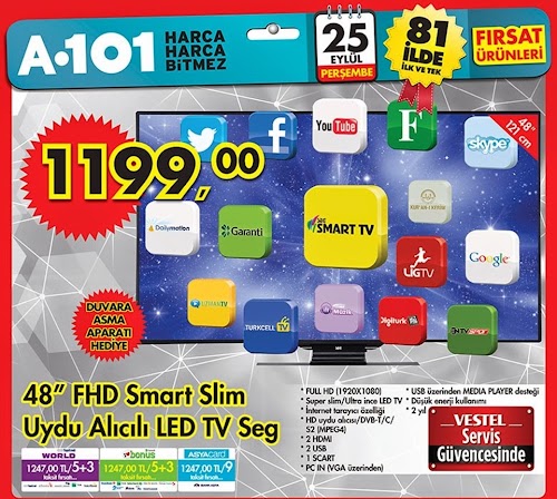 A101 SEG 48" Smart Slim Led Tv - A101 25 Eylül 2014