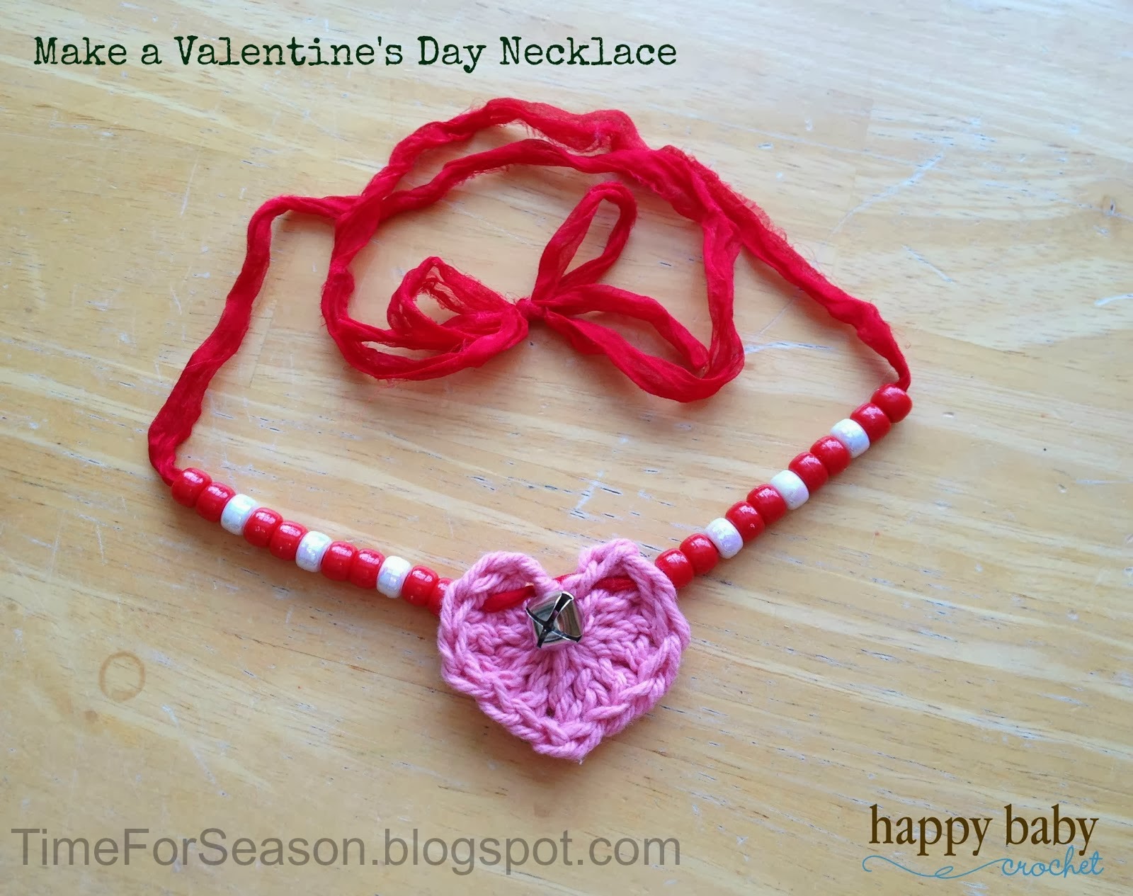 Make A crochet heart Valentine's Day Necklace