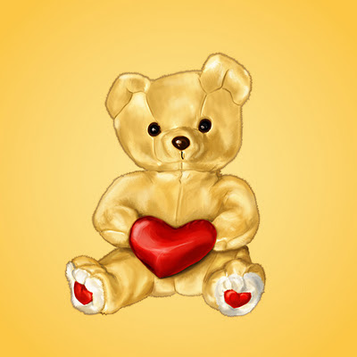 Cute fluffy teddy hypnotist on yellow background