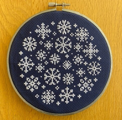 Cross stitch snowflake embroidery hoop