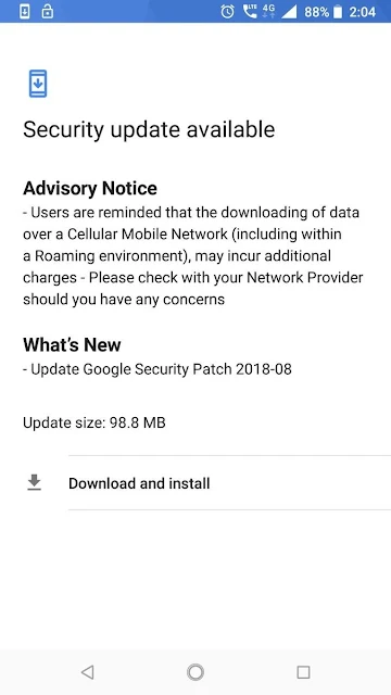 Nokia 6.1 August 2018 Android Security update