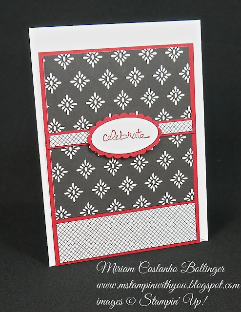 Miriam Castanho Bollinger, #mstampinwithyou, stampin up, demonstrator, dsc, birthday card, everyday chic dsp, good greetings stamp set, large oval punch, scallop oval punch, su