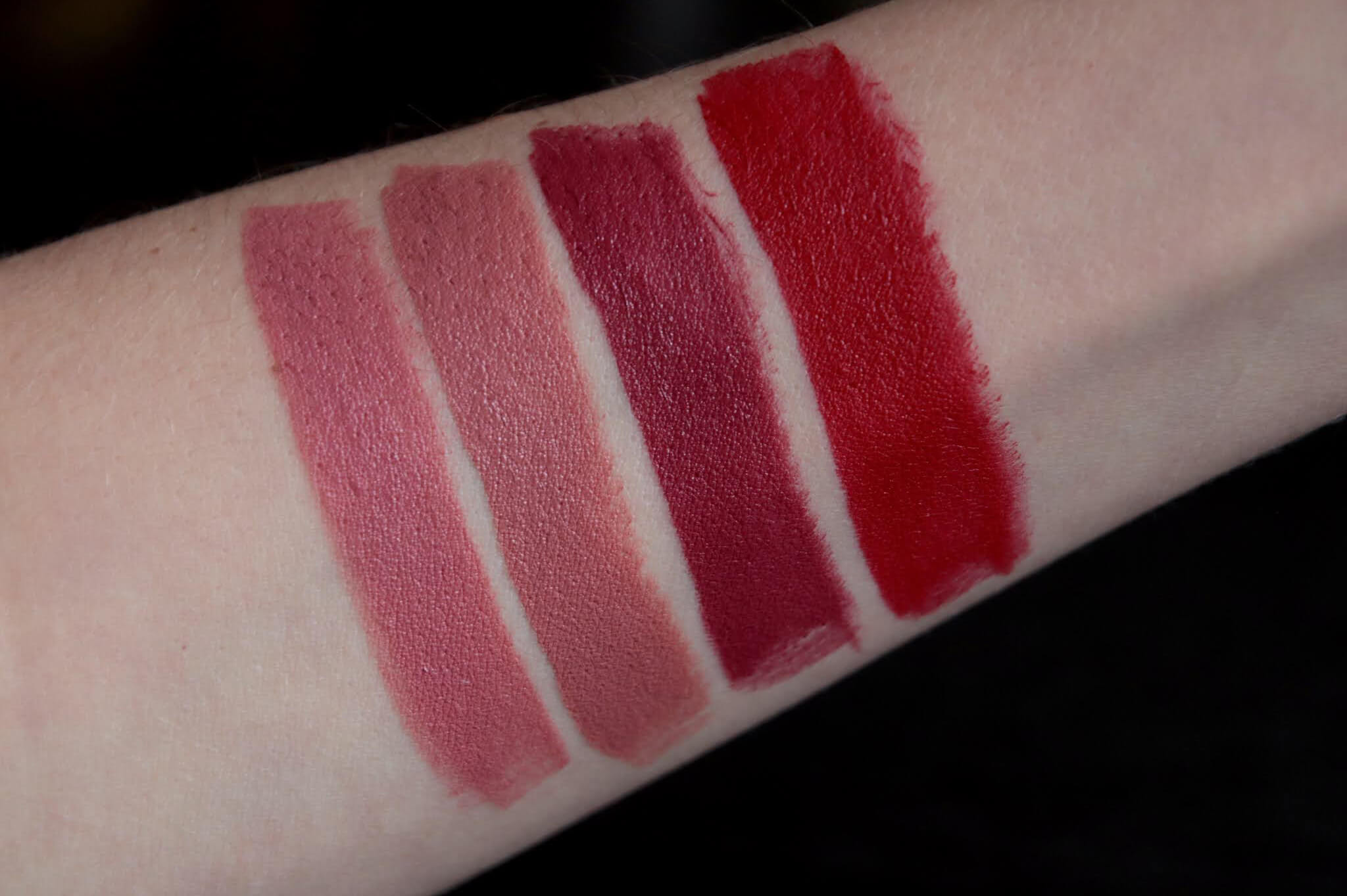 Nars VIP Audacious Lipstick Audrey Anita Rita Barbara swatch