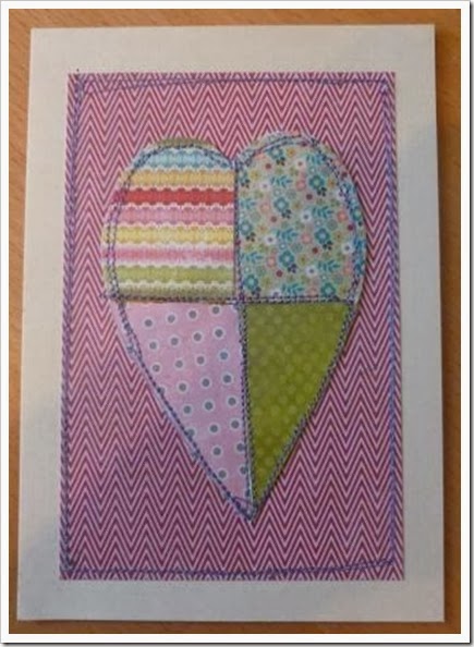 machine sewn paper heart