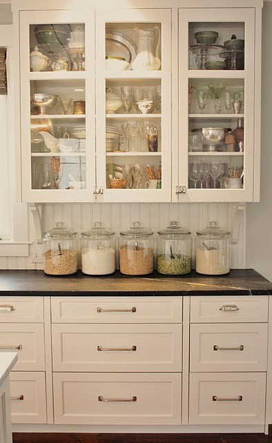 White Kitchen Cabinets with Glass