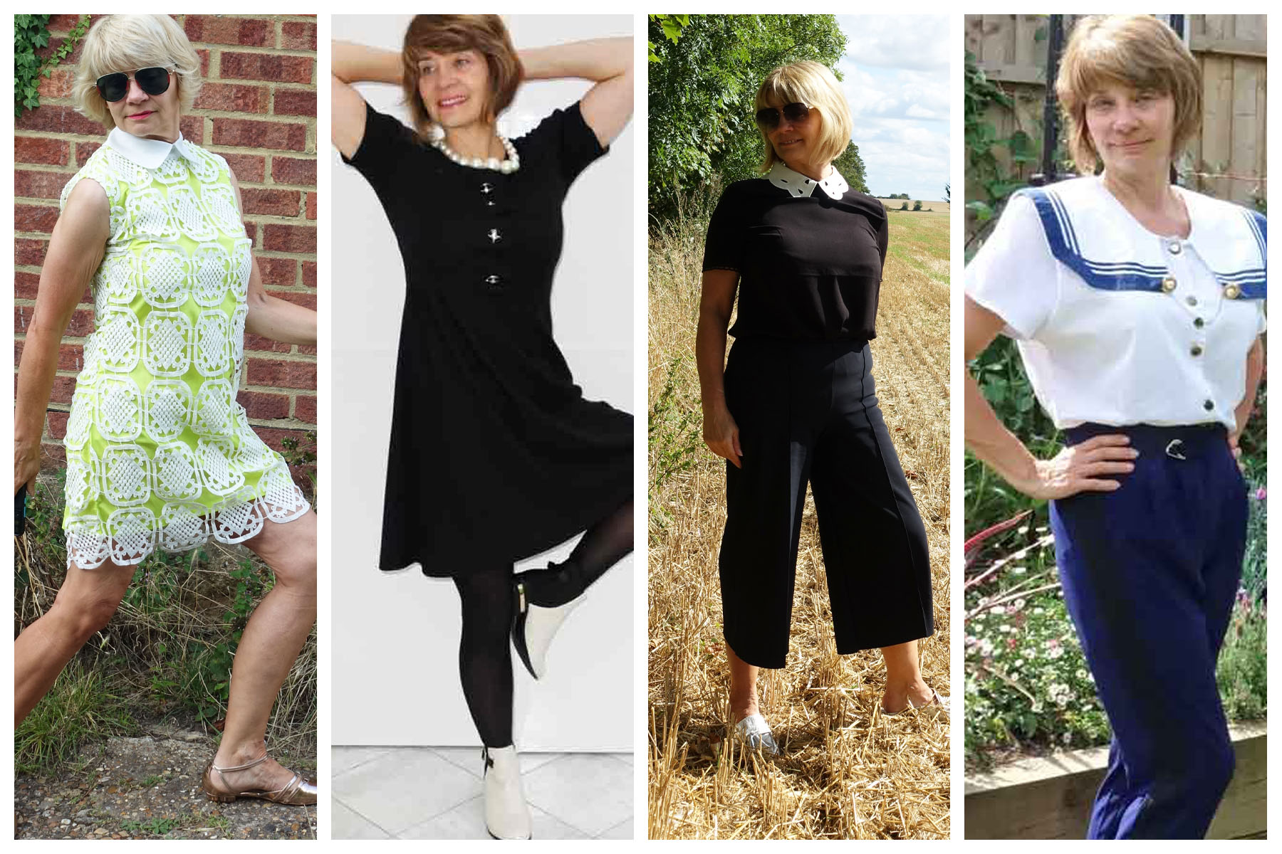 Examples of the very few outfits Gail Hanlon rates as gamine which suit her perceived style personality