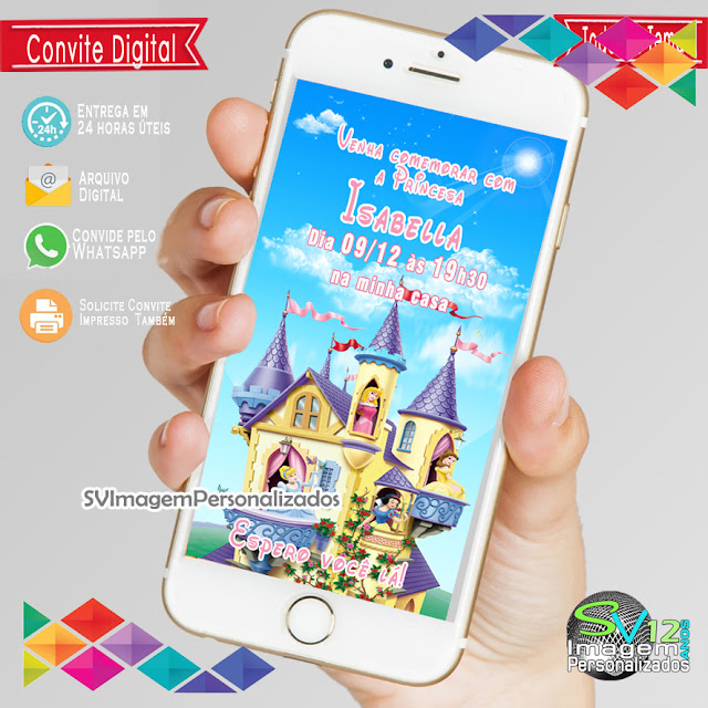 Convite Digital As Princesas  Disney dicas e ideias para decoração de festa personalizados