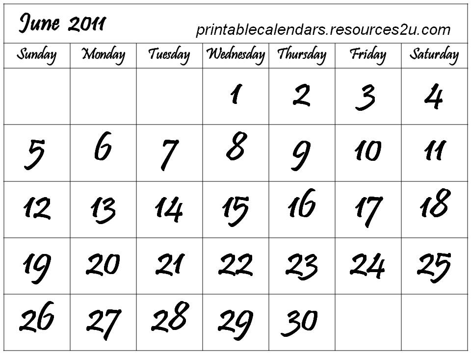 2011 Calendar Printable Free. Free Calendar 2011 June to