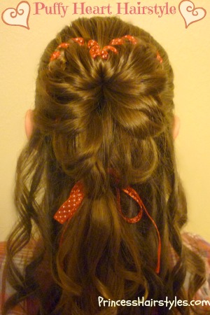 This heart shape bun hairstyle would be perfect for Valentine's Day, a ...