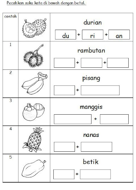  BAHASA  MALAYSIA PRASEKOLAH Latihan Buah  buahan 