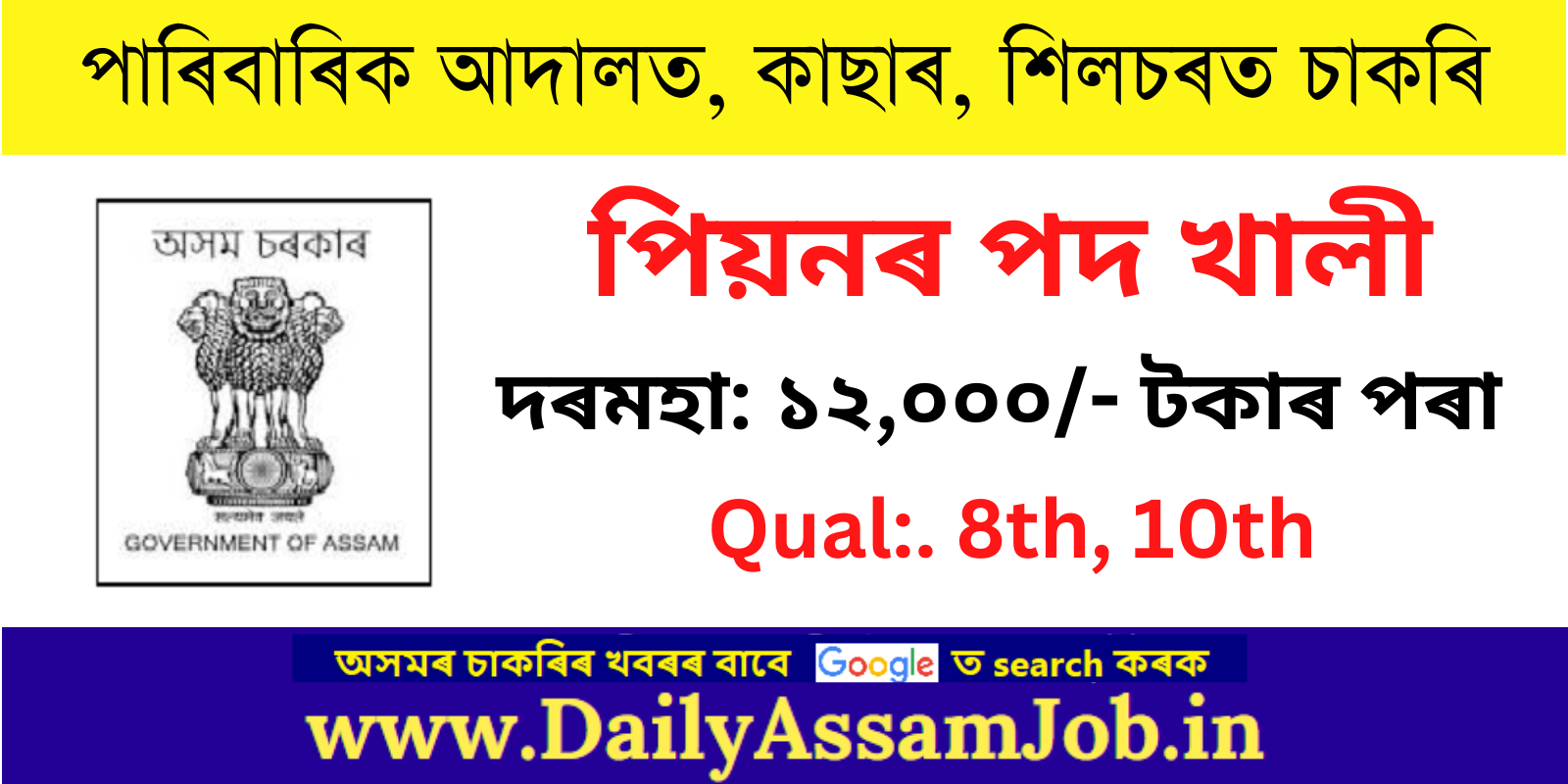 Job in Assam: Cachar Judiciary Recruitment 2023
