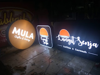 Neonbox Bulat MULA Coffee Eatery Cilegon Banten & Neonbox Langit Senja Serang Banten