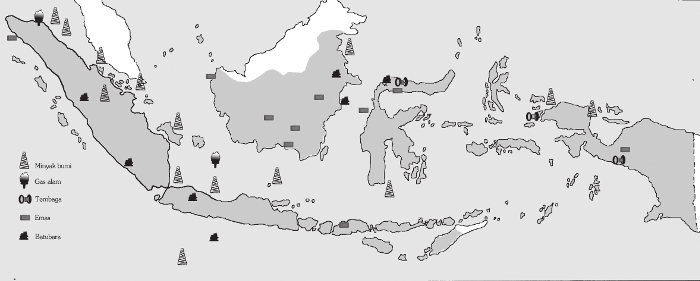 Peta persebaran hasil tambang di Indonesia