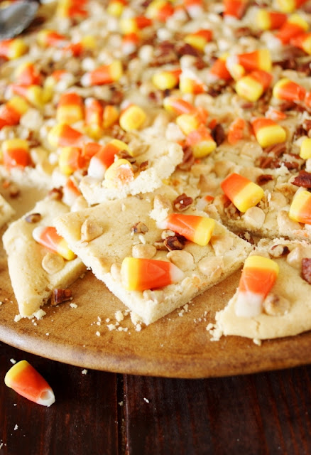 Easy Candy Corn Slab Cookies ~ a super simple-to-prepare Halloween treat!  www.thekitchenismyplayground.com