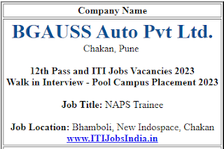 BGAUSS Auto Pvt Ltd 12th Pass and ITI Jobs Vacancies 2023 | Walk In Interview for  NAPS Trainee