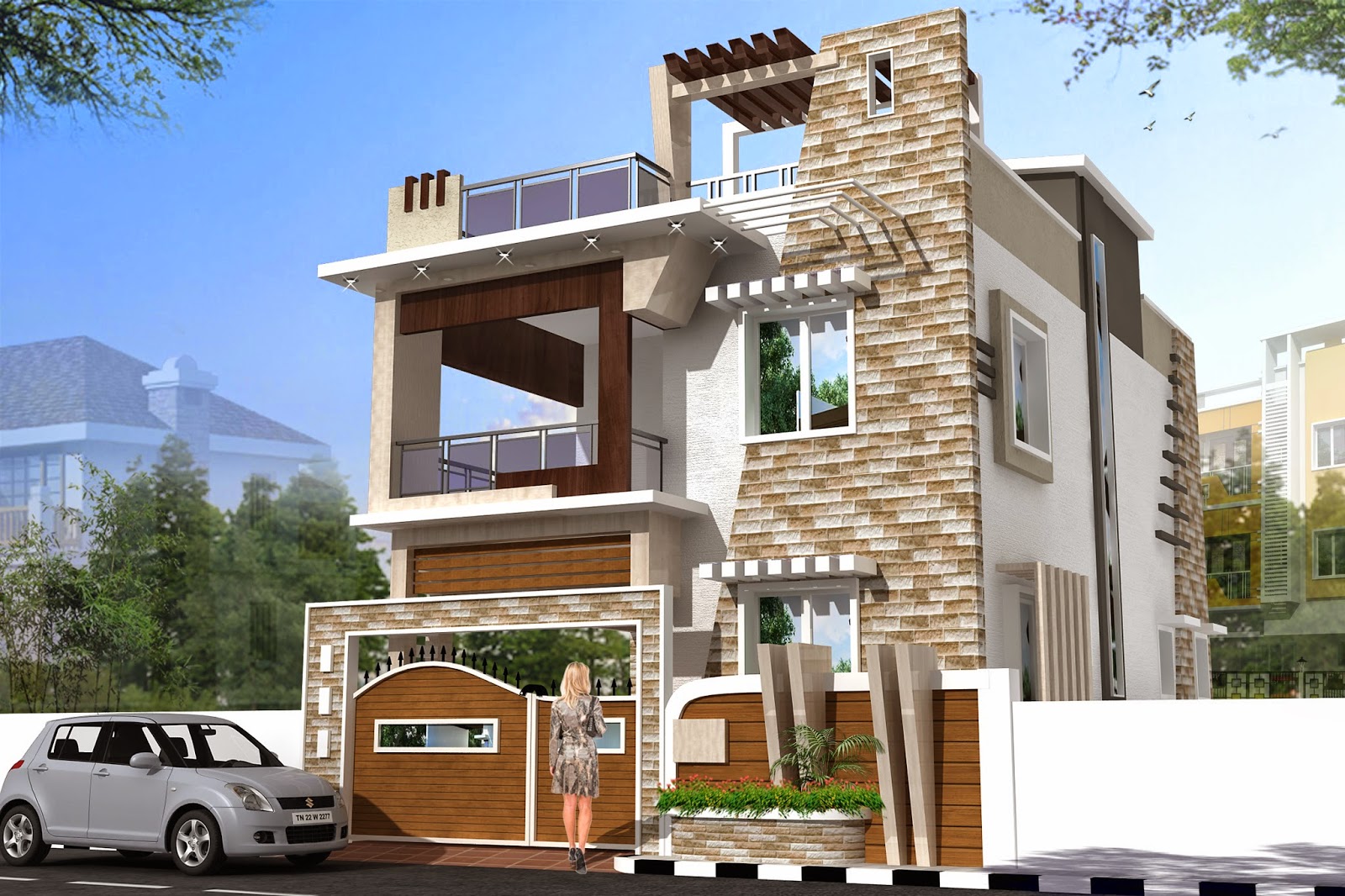 luckydesigners 3D Elevation Residential Building