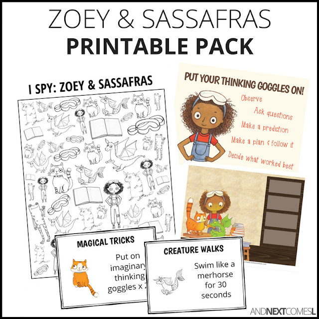 Free printable pack of games for kids based on the book series Zoey & Sassafras from And Next Comes L