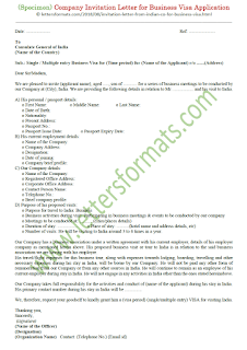 sample invitation letter for india business visa application
