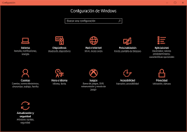 vista del panel de comfiguracion de Windows 10