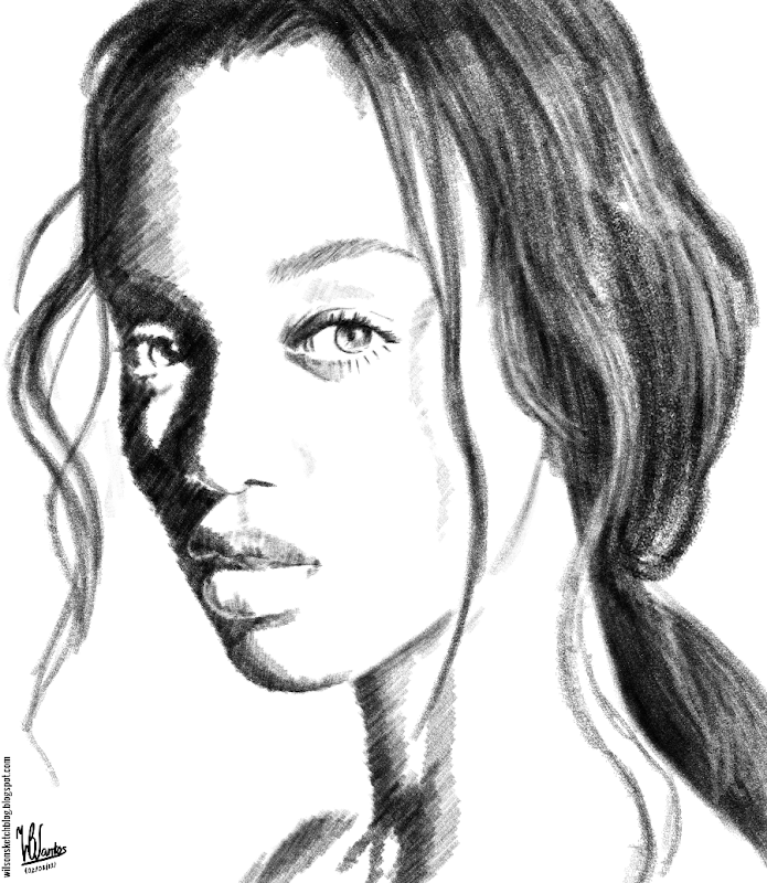 Pencil sketch for Tyra Banks, using Krita 2.5.