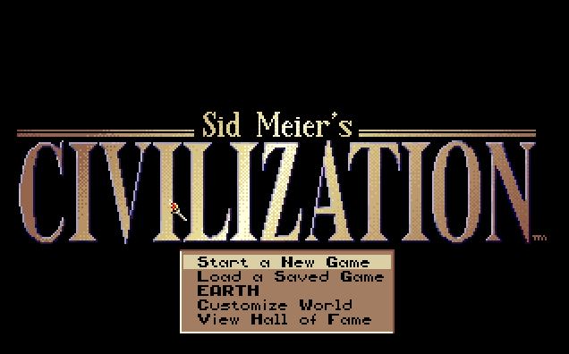 Screenshot of menu screen in Sid Meier's Civilization