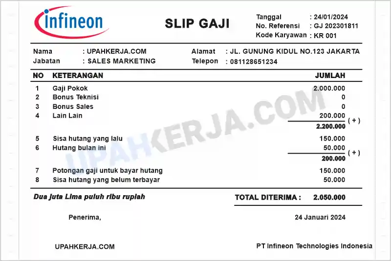 Slip Gaji Karyawan PT Infineon Technologies Batam