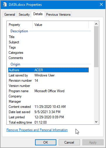 1-Removing-the-Personal-Information-of-Text-Document-in-the-Details-Tab-of-Document-Properties