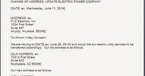 Electricity Bill Address Change Letter