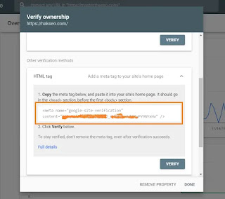 Verify ownership for google search console