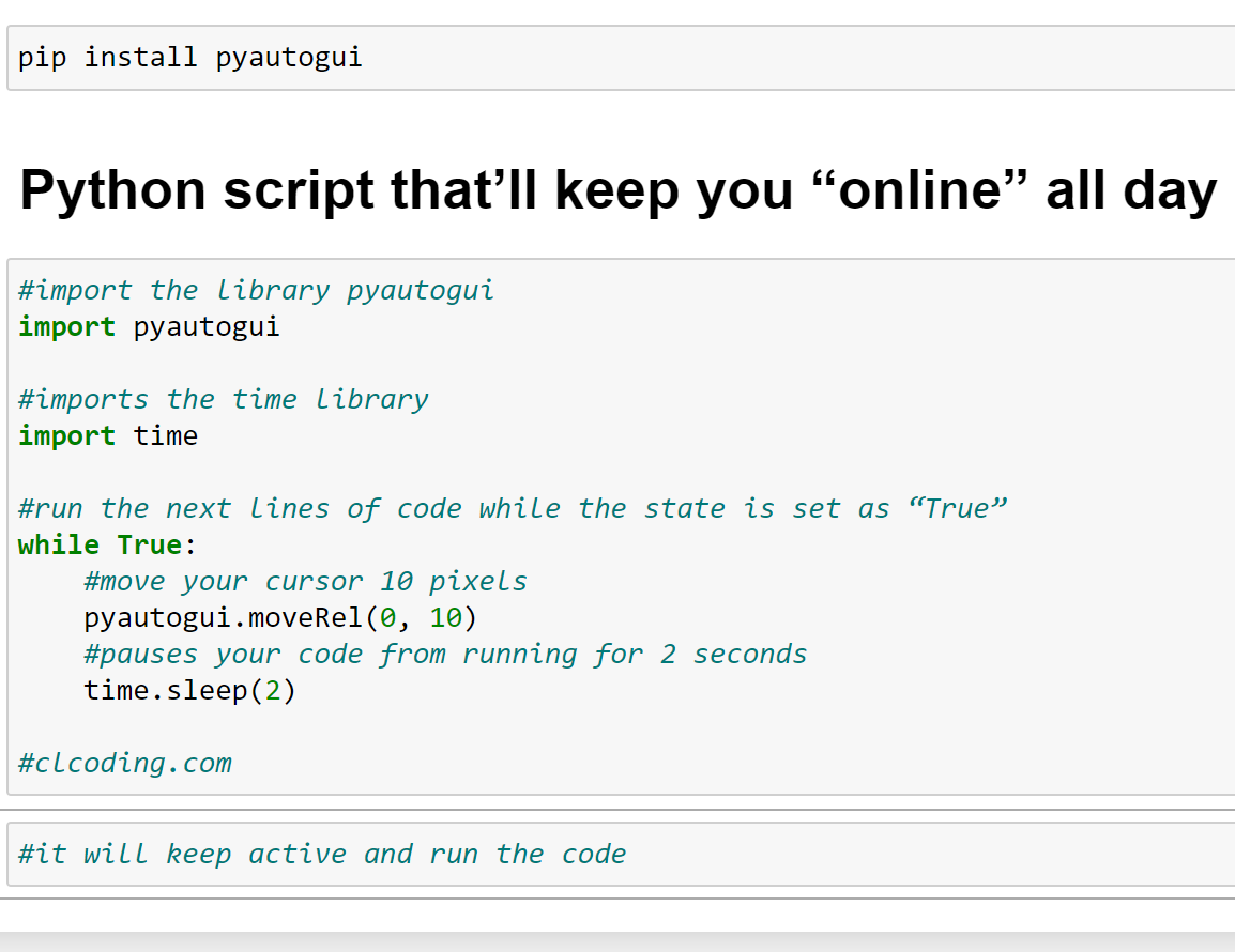 Day 100 : Python script that’ll keep you “online” all day ~ Computer ...