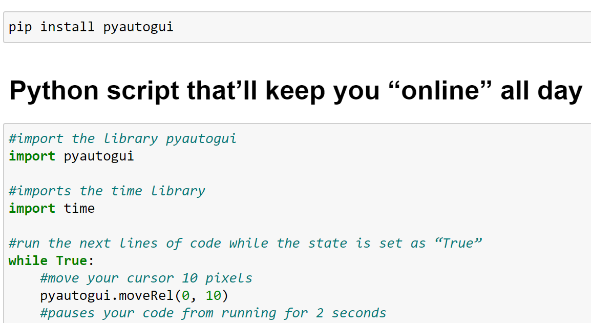 Day 100 : Python script that’ll keep you “online” all day ~ Computer ...