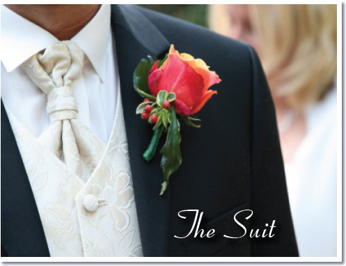 Match grooms accessories such as ties cummerbunds hankies and corsages to 