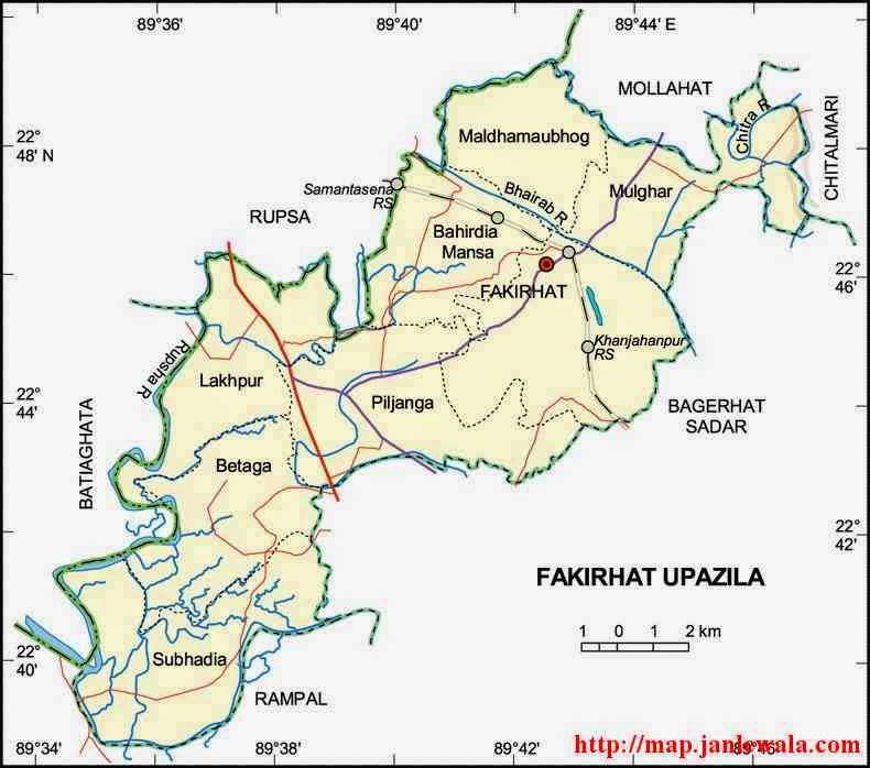 fakirhat upazila map of bangladesh