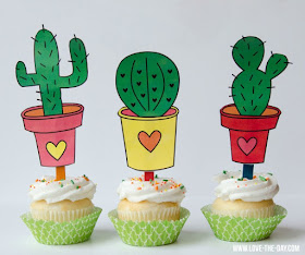 free cactus cupcake toppers