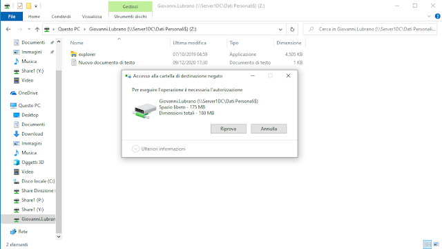 Accesso negato alla cartella