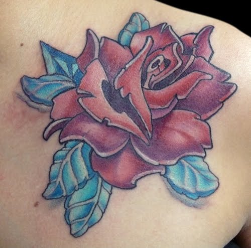 rose tattoo on shoulder