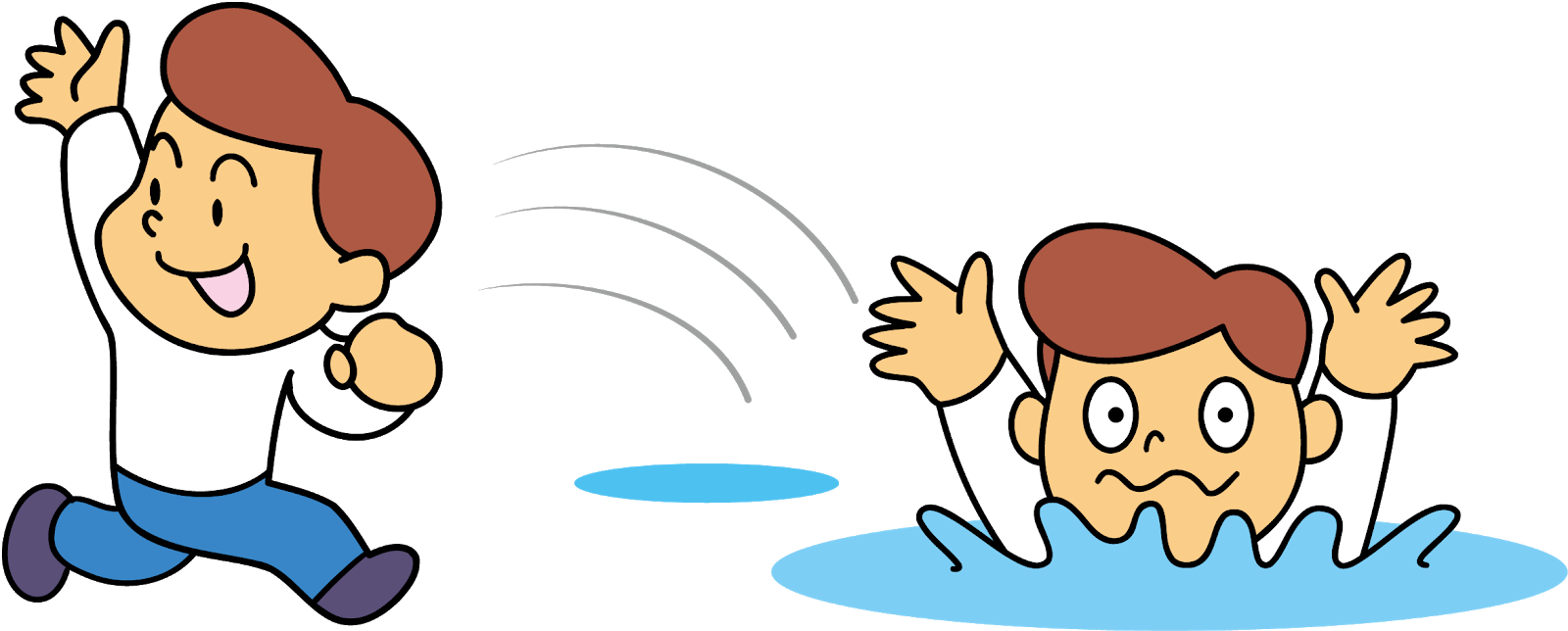日々のイラスト 思いのほか深い水たまりに落ちる人のイラスト 日々のイラスト 思いのほか深い水たまりに落ちる人のイラスト