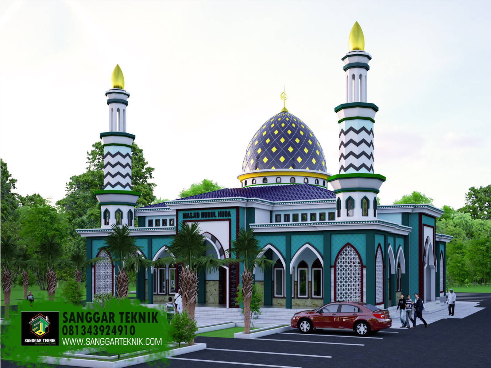 DESAIN MASJID MINIMALIS 20x20 1 LANTAI SANGGAR TEKNIK